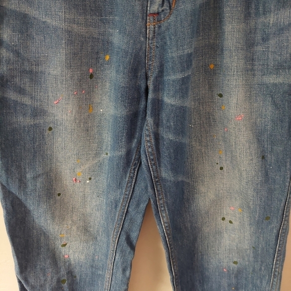 Cube Sugar Japanese Blue‎ Denim Linen Blend Size M Paint Drop Art - Picture 7 of 11